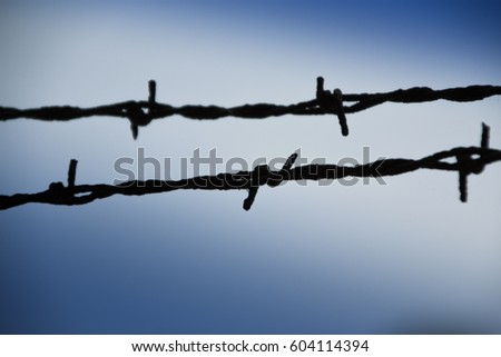 black barbed wire fence as a sign of oppression, tyranny and repression