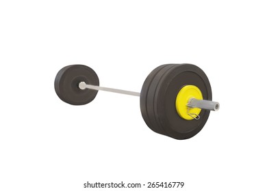 Black Barbell Isolated On A White Background. 