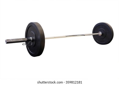 Black Barbell Isolated On A White Background. 