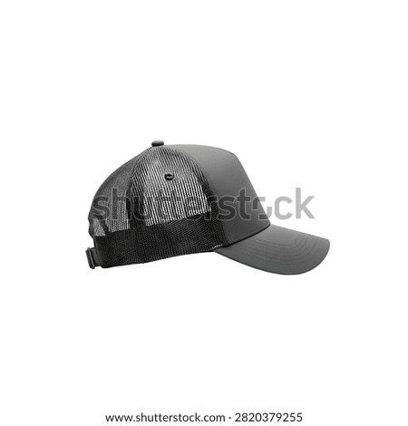 Black baseball cap with mesh back and curved brim, unisex casual headwear casual wear