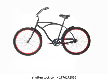 Black Beach Cruiser Isolated On White Background