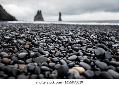 Black beach in Iceland, black stones