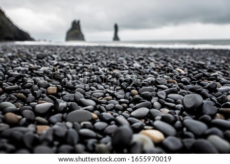Black beach in Iceland, black stones