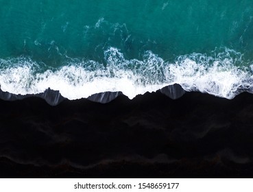 Black Beach And The Ocean, Iceland