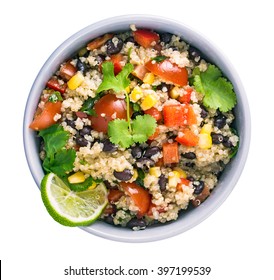 Black Bean Quinoa Salad Isolated Top View