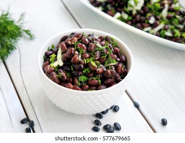 Black Bean Salad On White Background.