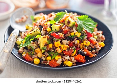 Black Beans, Avocado, Corn, Tomato, Rice & Quinoa Salad With Chilli Dressing 