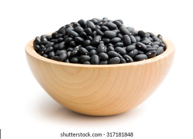 Black Beans In Bowl On White Background