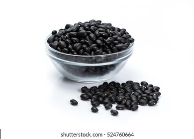 Black Beans Grain On White Background