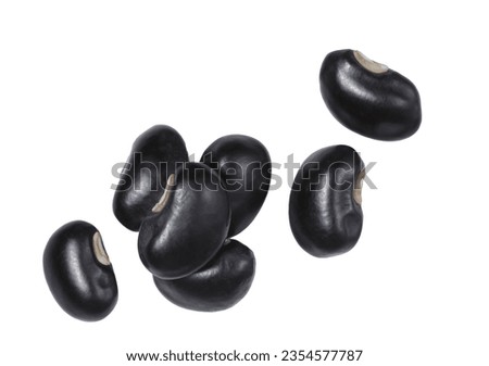 Black beans. Isolated on white background. Top view.