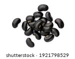 Black beans (Urad dal, black gram, vigna mungo) isolated on white background. Top view. Flat lay. 