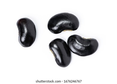 Black beans ( Urad dal, black gram or vigna mungo ) isolated on white background . Top view. Flat lay.  - Shutterstock ID 1676246767