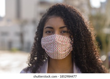 Black Beautiful Woman With Medical Mask Protection