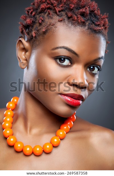 Black Beauty Short Spiky Red Hair Stock Photo Edit Now 269587358