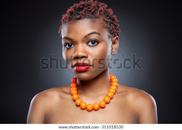 Black Beauty Short Spiky Red Hair Stock Photo Edit Now 351018530