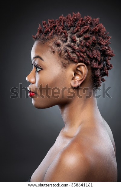 Black Beauty Short Spiky Red Hair Royalty Free Stock Image