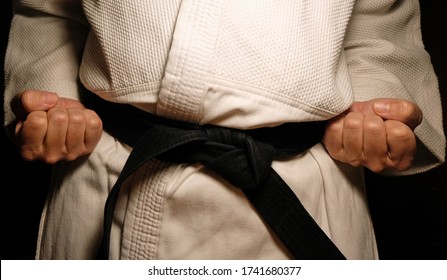 Black Belt Karate Sensei Closeup Stances