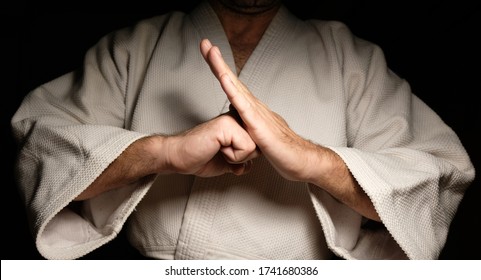 Black Belt Karate Sensei Closeup Stances