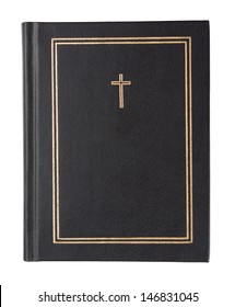 Black Bible On A White Background