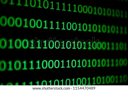black binary numbers on dark background concept: binary code 0101 concept: binary code number Binary Data Stream with Arrows