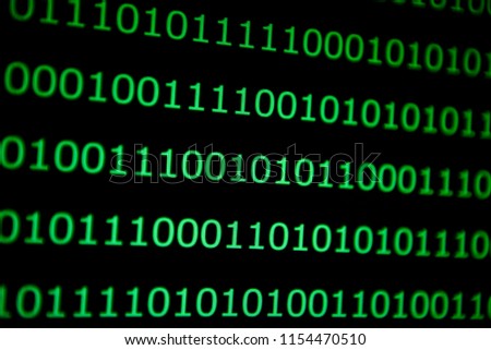black binary numbers on dark background concept: binary code 0101 concept: binary code number Binary Data Stream with Arrows