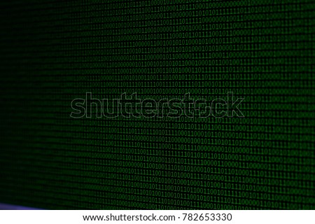 black binary numbers on dark background concept: binary code 0101 concept: binary code number Binary Data Stream with Arrows
