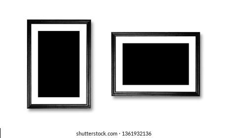 Black Blank A4 Frame. Close Up. Isolated On White Background.