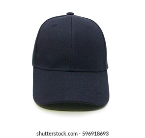 Black Blank Baseball Cap Front View On White Background