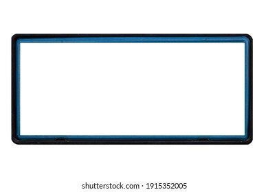 Black blank license plate frame isolated on a white background