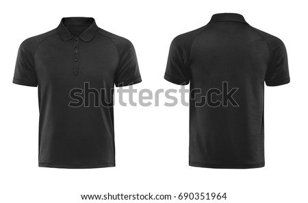 Black blank polo t shirt template isolated on white with clipping path.