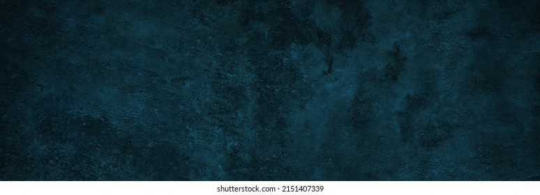 Black blue green abstract background. Toned rough concrete wall surface texture. Dark background with space for design. Grunge. Web banner. Wide. Panoramic.