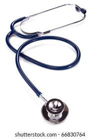 Black And Blue Stethoscope Isolated On White Background