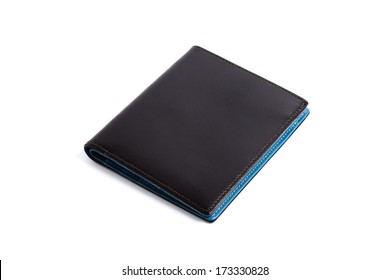 black and blue wallet isolated on white background