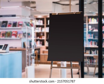 Black Board Mock Up Sign Stand In Book Store Retail Business