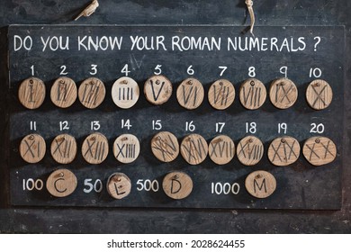 black board with roman numerals