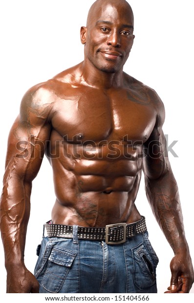 Black Bodybuilder Topless Showing His Muscles Stock Photo (Edit Now ...