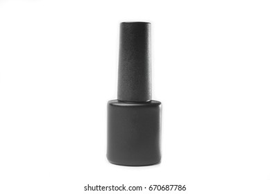 Black bottle gel nail polish isolated white background