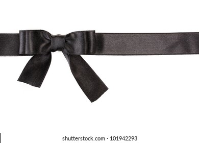 Black Bow On Ribbon Isolated On White