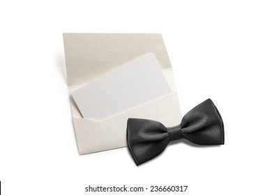 Black Bow Tie With Blank Invitation