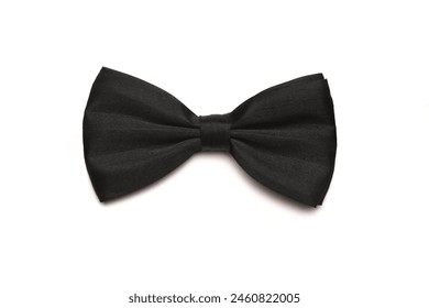 Black bow tie isolated on the white background. Top view.