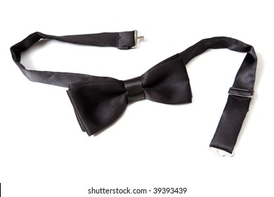 A Black Bow Tie On A White Background