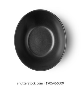 Black Bowl Isolated On White Background Top View