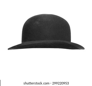 Black Bowler Hat Isolated On White Background.