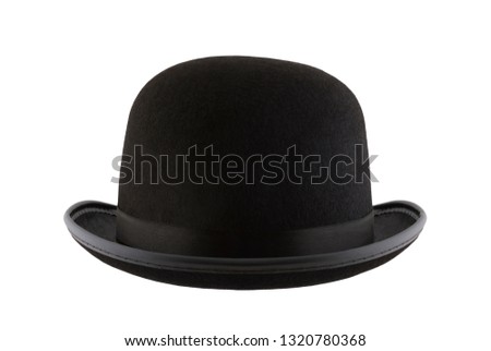 Black bowler hat isolated on white background