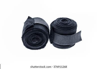 Black Boxing Or MMA Hand Wraps Or Bandages Isolated On White