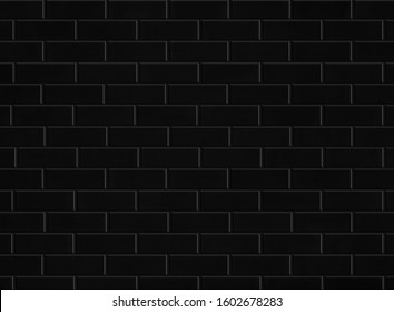 Black Brick Tile Wall Or Ceramic Subway Texture For Background