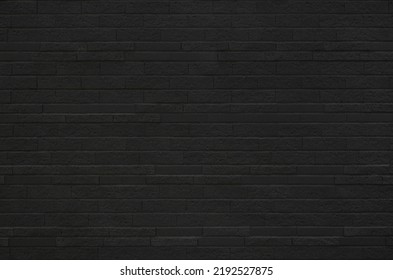 Black Brick Tile Wall Texture Background. Vintage And Modern Exterior Or Interior Backdrop Design.