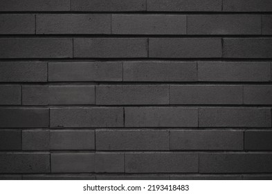 Black Brick Tile Wall Texture Background. Stylish And Modern Exterior Or Interior Backdrop Design.