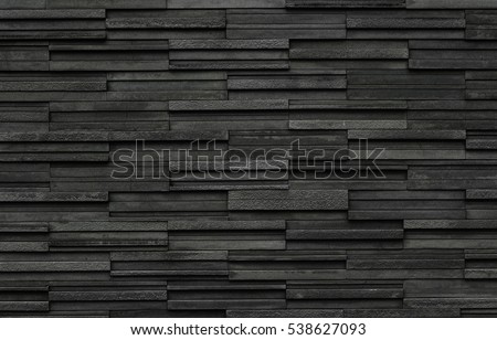 Black bricks slate texture background, slate stone wall texture