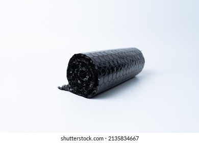 Black Bubble Wrap Roll On White Background.